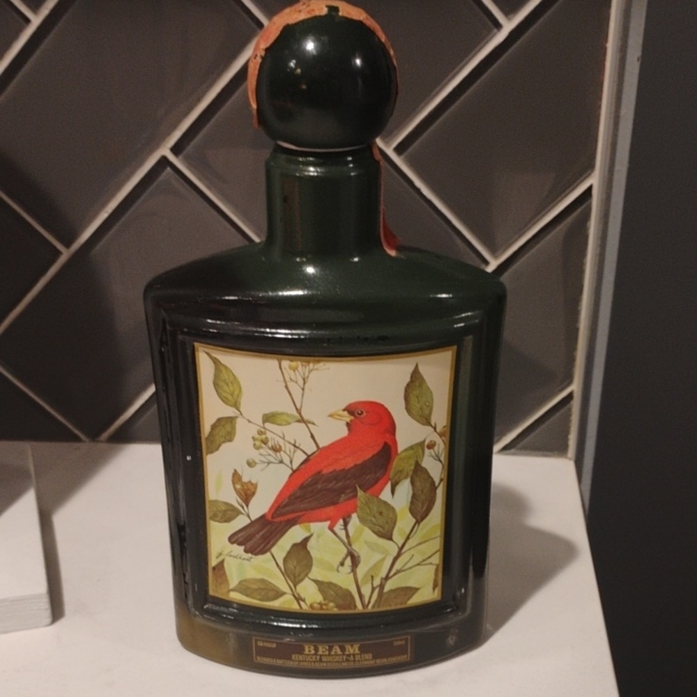 Beam Green Decorative Bottle with Bird Design